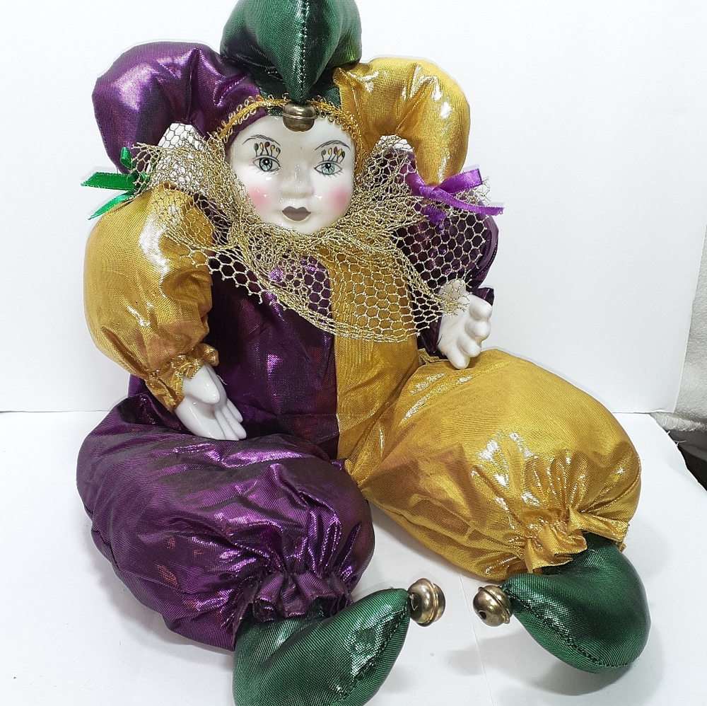Porcelain Doll Mardi Gras vintage